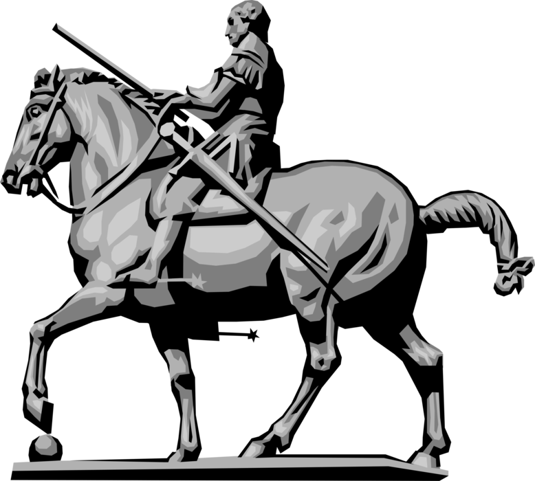 Vector Illustration of Donatello's Italian Renaissance Equestrian Statue of Gattamelata, Padua, Italy