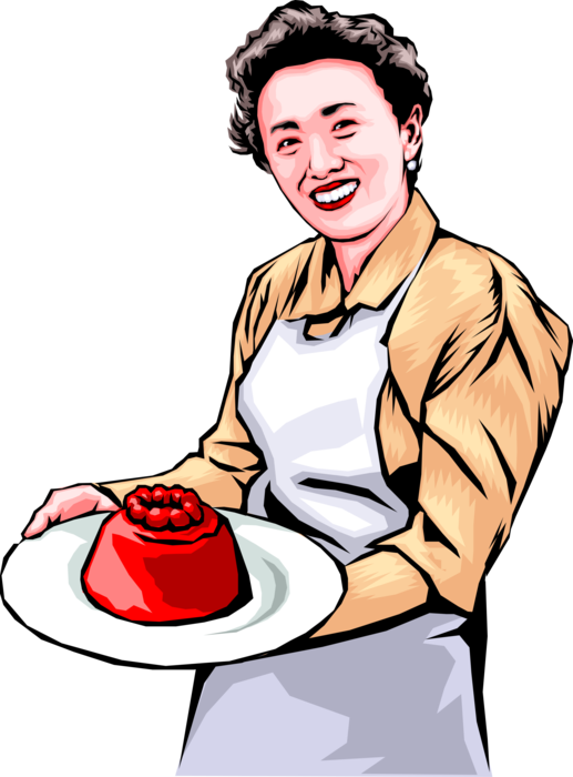 Vector Illustration of Japanese Culinary Cuisine Chef with Gelatin Mold Aspic