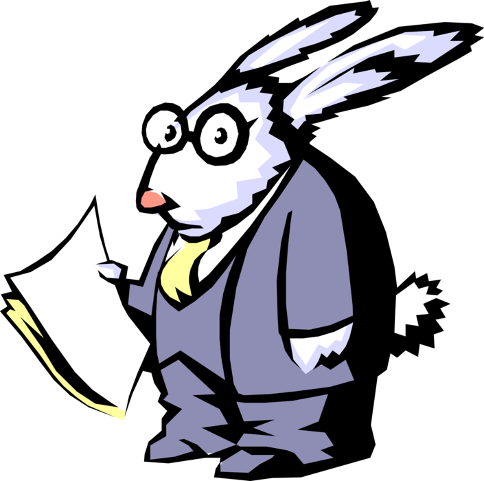 Vector Illustration of Businessman Scared Like Small Mammal Rabbit
