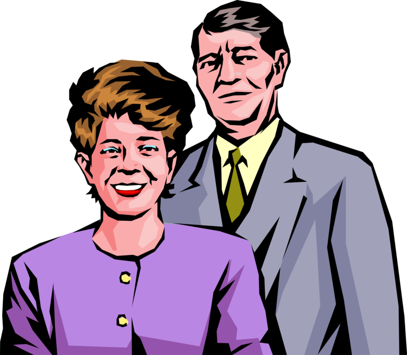 Vector Illustration of Middle Aged Couple