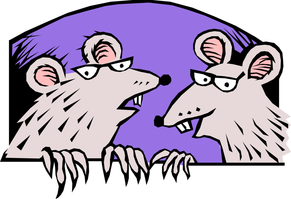Vector Illustration of Rat Rodents with Eyeglasses