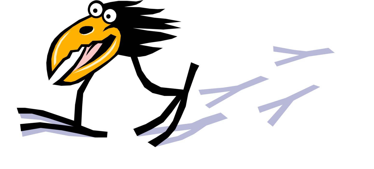 Vector Illustration of Crow Bird Walks Away Leaving Tracks