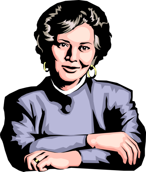Vector Illustration of Businesswoman Determined Executive with Arms Crossed