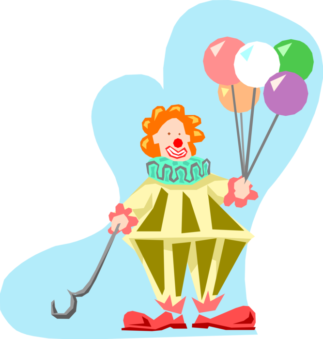 Vector Illustration of Big Top Circus Carnival Clown with Balloons