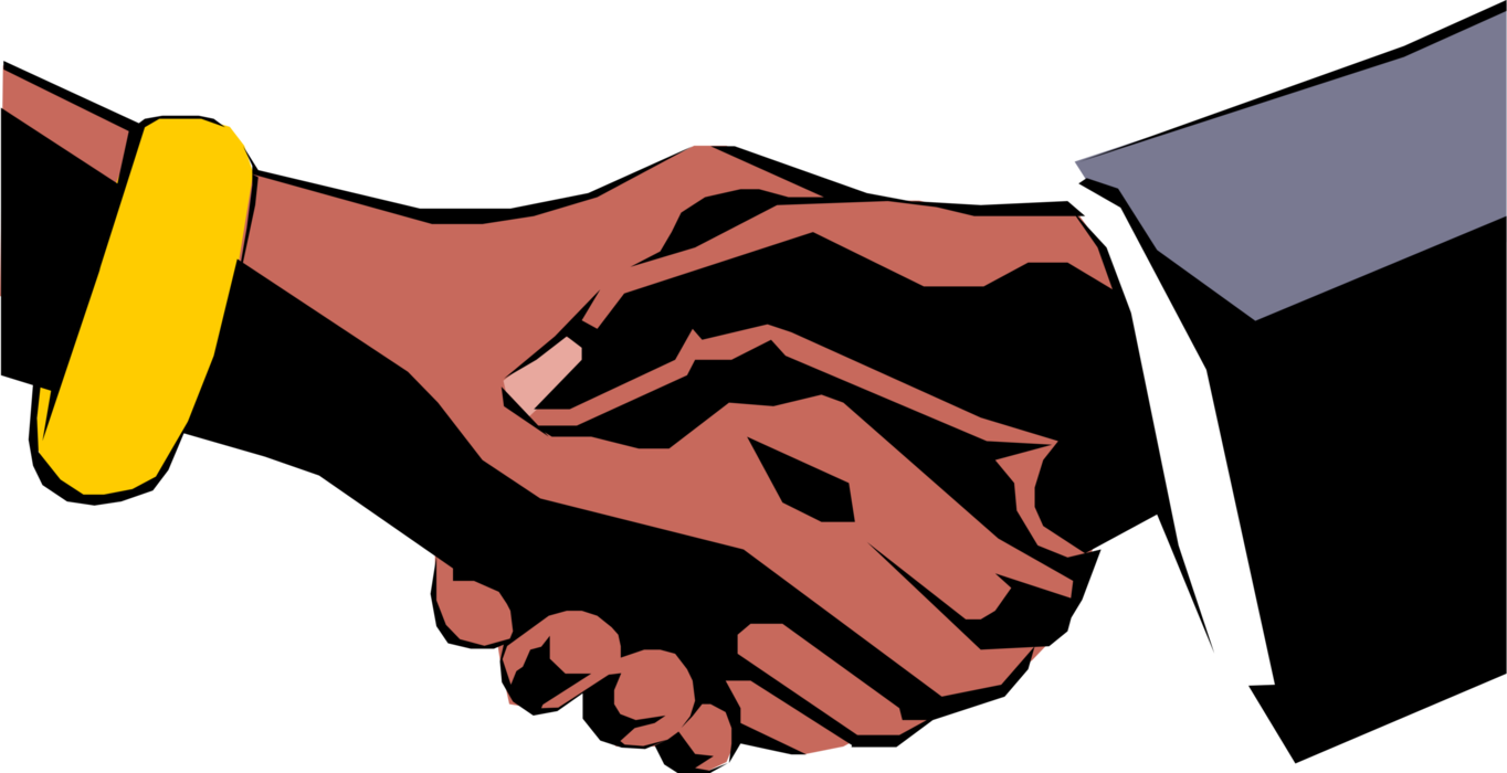 Vector Illustration of Male and Female African American Hands Shaking