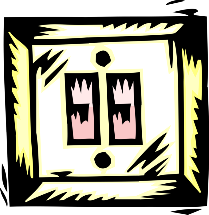 Vector Illustration of Double Light Switch Turns on Lights