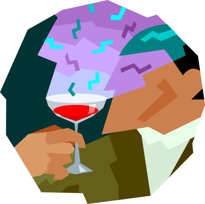 Vector Illustration of Nose Savoring the Bouquet of Wine