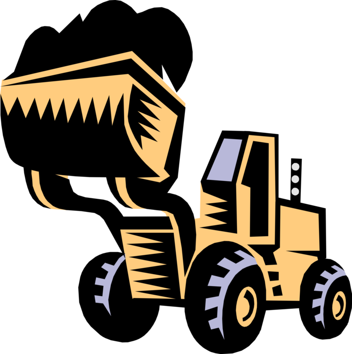 Vector Illustration of Construction Industry Heavy Machinery Equipment Front End Loader