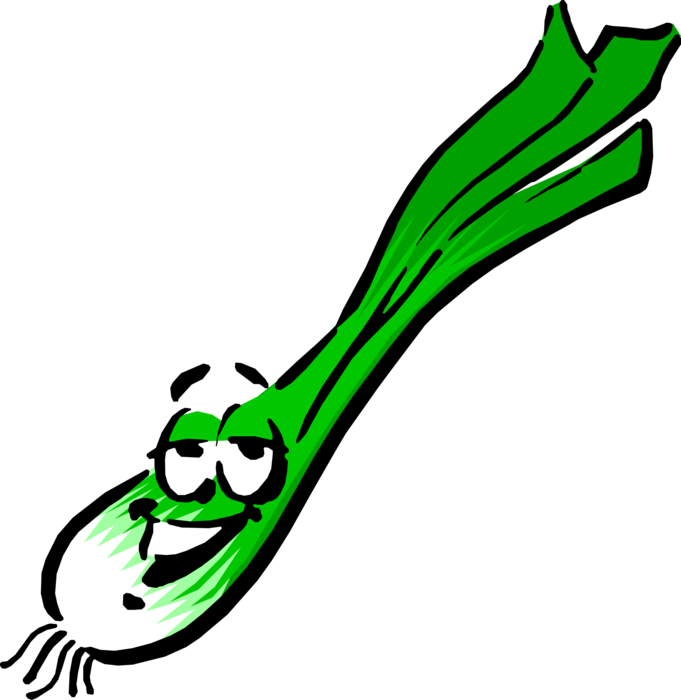 Vector Illustration of Anthropomorphic Scallion Onion 