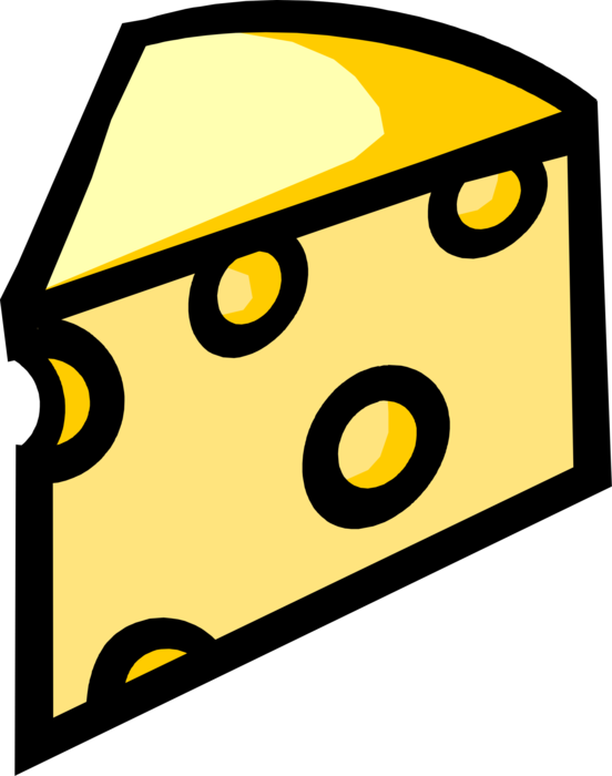 Vector Illustration of Swiss Cheese Dairy Product Food Derived from Milk