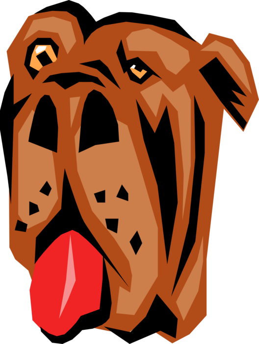 Vector Illustration of Droopy-Faced Bloodhound Dog