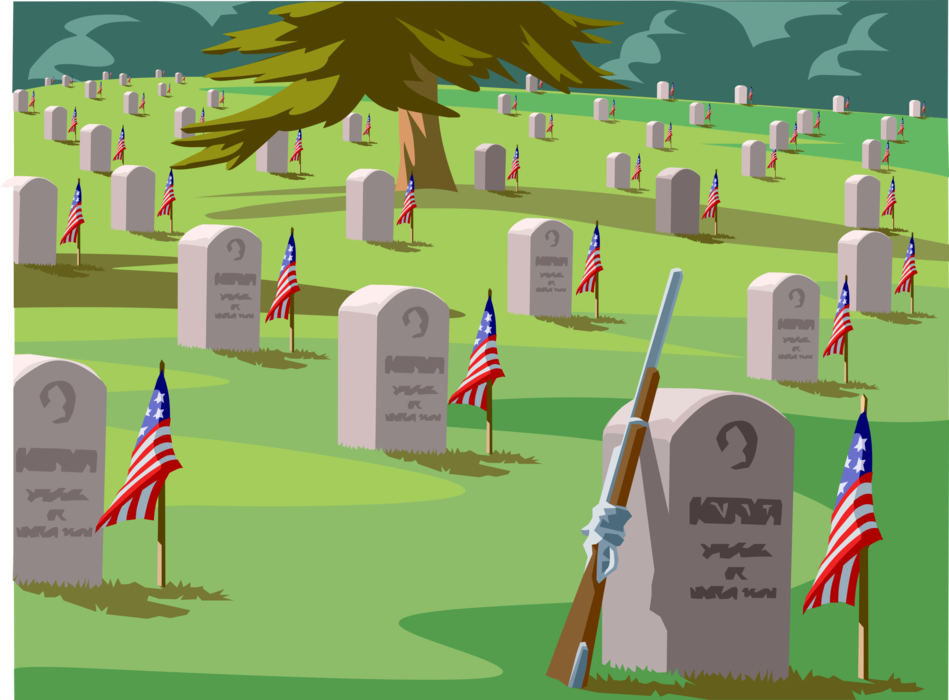 Vector Illustration of Servicemen's Graves National Cemetery Arlington