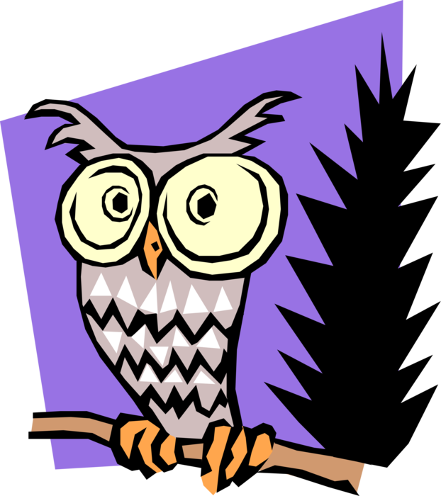 Vector Illustration of Cartoon Wise Old Owl
