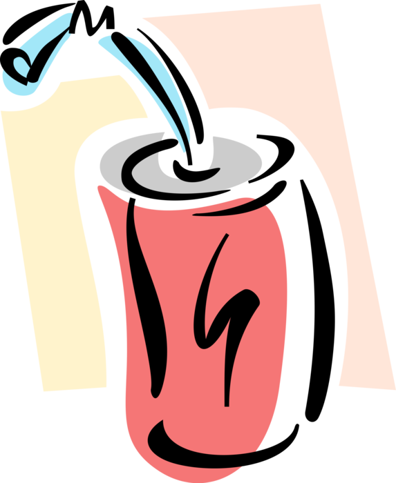 Vector Illustration of Soda Pop Soft Drink Refreshment in Can with Straw