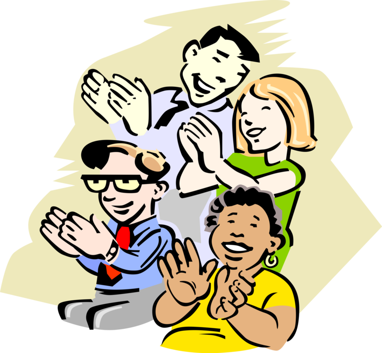 Vector Illustration of Television Show Audience Clapping in Approval