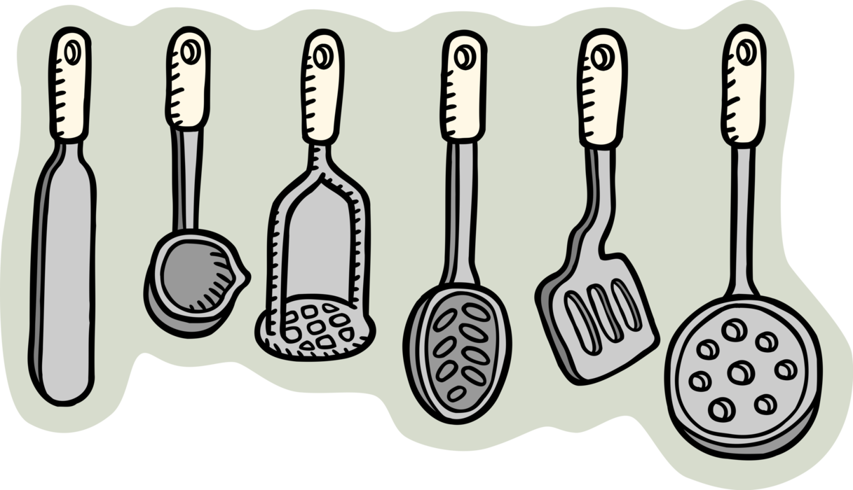 Vector Illustration of Kitchen Kitchenware Cooking Tools used in Food Preparation