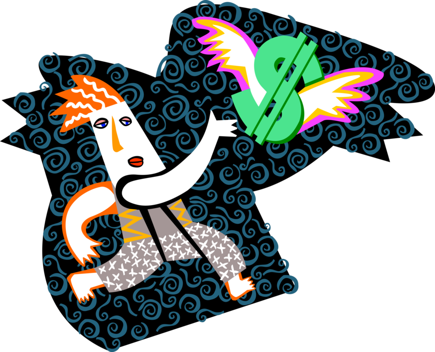 Vector Illustration of Businessman Chasing the Almighty Dollar