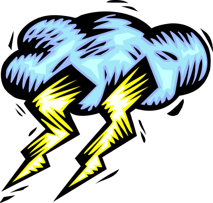 Vector Illustration of Weather Forecast Violent Lightning