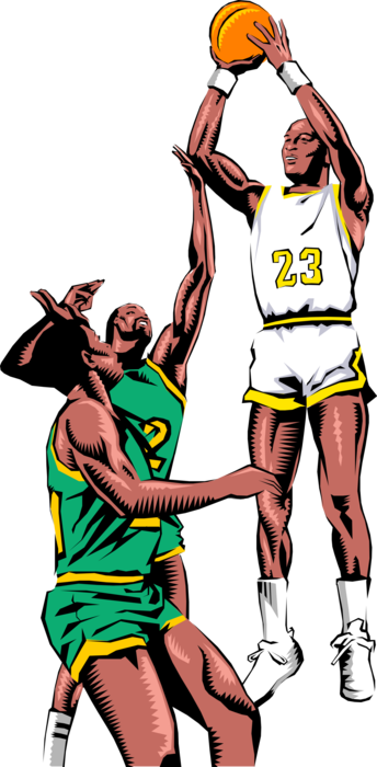 Vector Illustration of Sport of Basketball Game Player Taking Shot