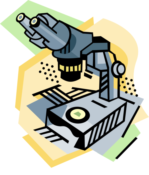 Vector Illustration of Microscope Instrument Sees Objects Too Small for Naked Eye