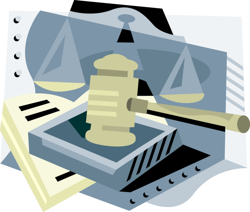 Vector Illustration of Law and Order Judge's Gavel and Scales of Justice