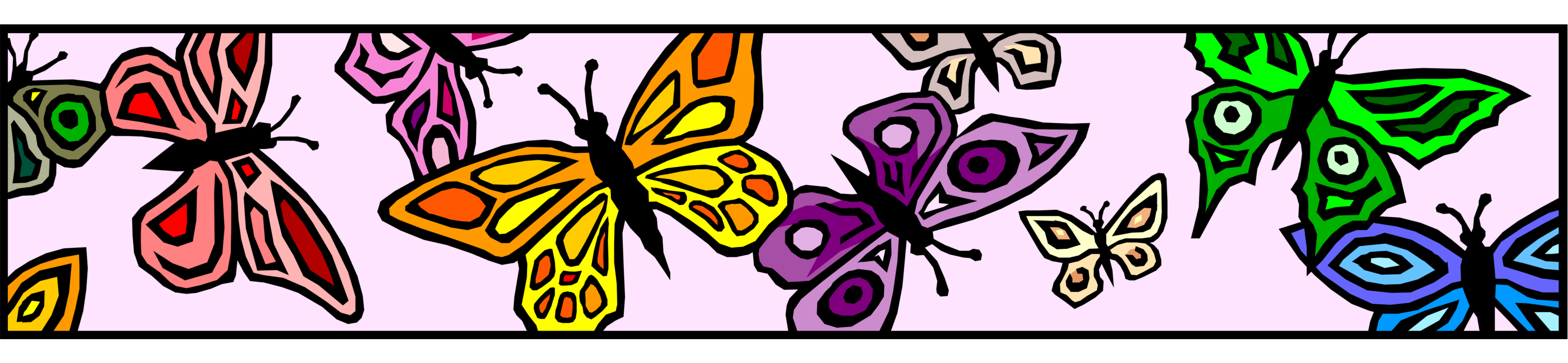 Vector Illustration of Colorful Butterflies Banner