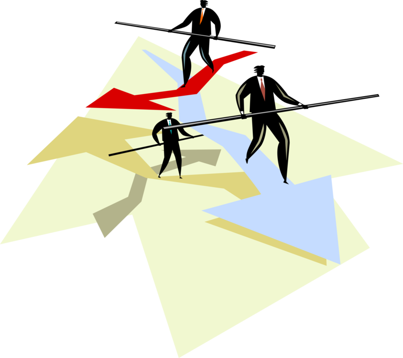 Vector Illustration of Businessmen Precariously Manage Business Activity