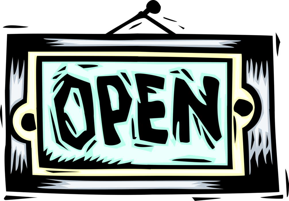 Vector Illustration of Retail Merchant Store Open Sign