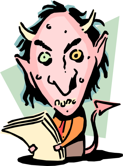 Vector Illustration of Evil Businessman is An Ugly Devil Idiom