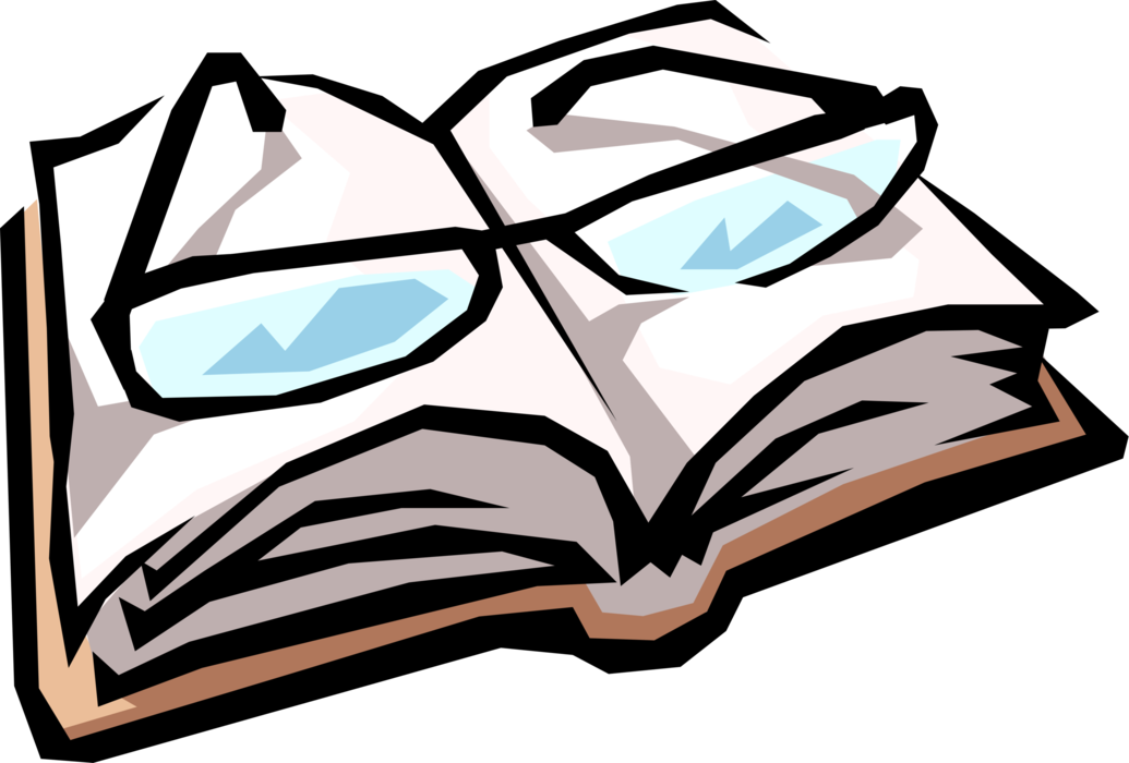 Vector Illustration of Eyeglasses & Book