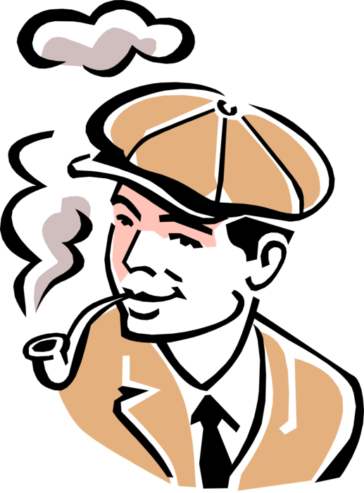 Vector Illustration of 1950's Vintage Style Tobacco Smoker Smoking Pipe