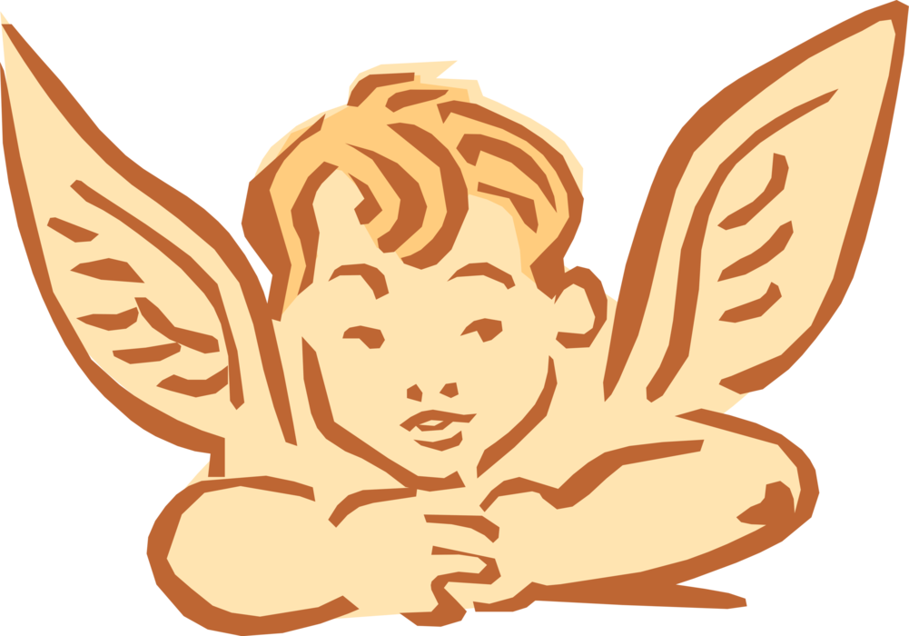 Vector Illustration of Spiritual Angel Boy with Wings