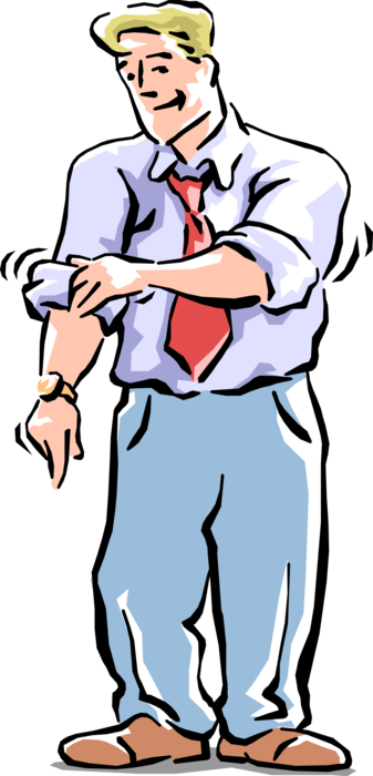 Vector Illustration of Businessman Rolling Up His Sleeves Getting Ready to Work