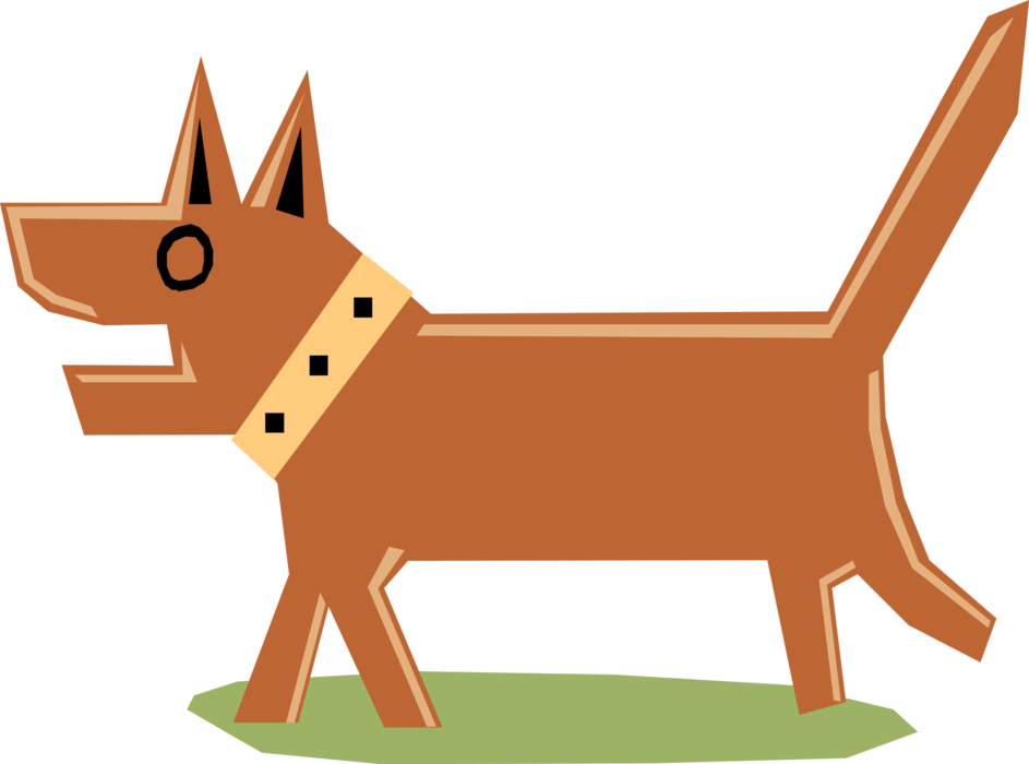 Vector Illustration of Barking Guard Dog with Spiked Collar