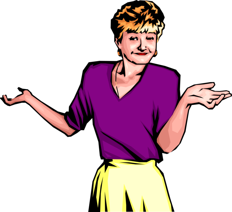 Vector Illustration of Businesswoman Says "Oh Well" with Expressive Hands