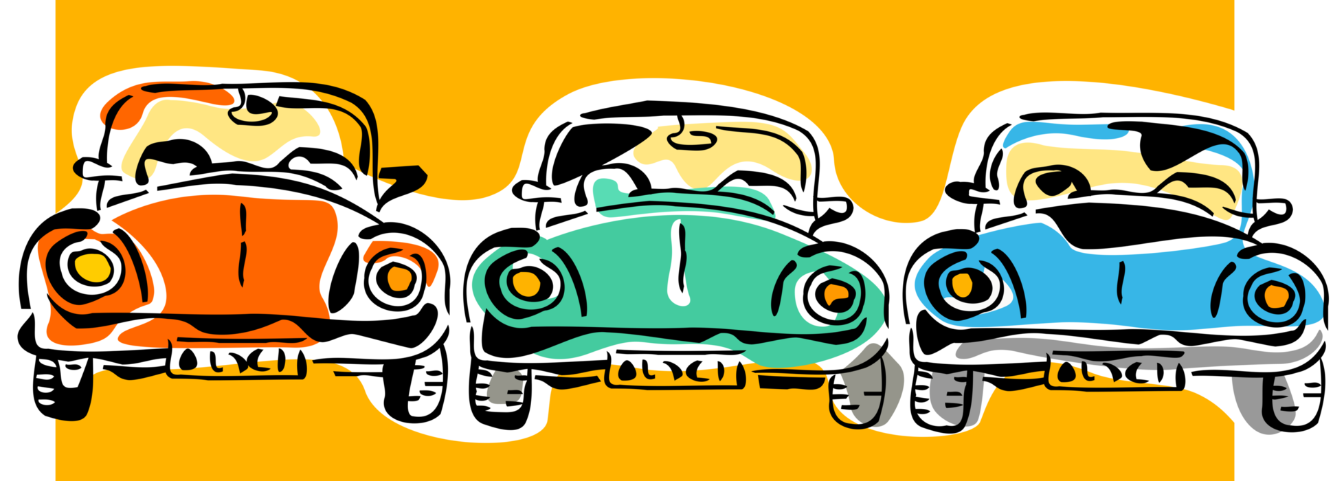 Vector Illustration of Volkswagen Beetle Motor Vehicle Automobile Car