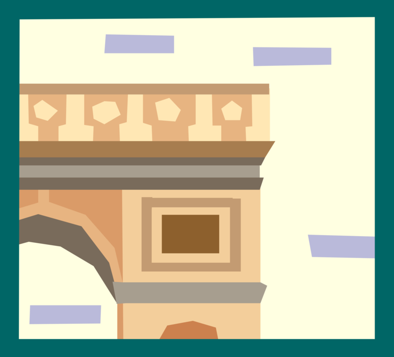 Vector Illustration of Arc de Triomphe Triumphal Arch of the Star Famous Monument, Place Charles de Gaulle, Paris, France