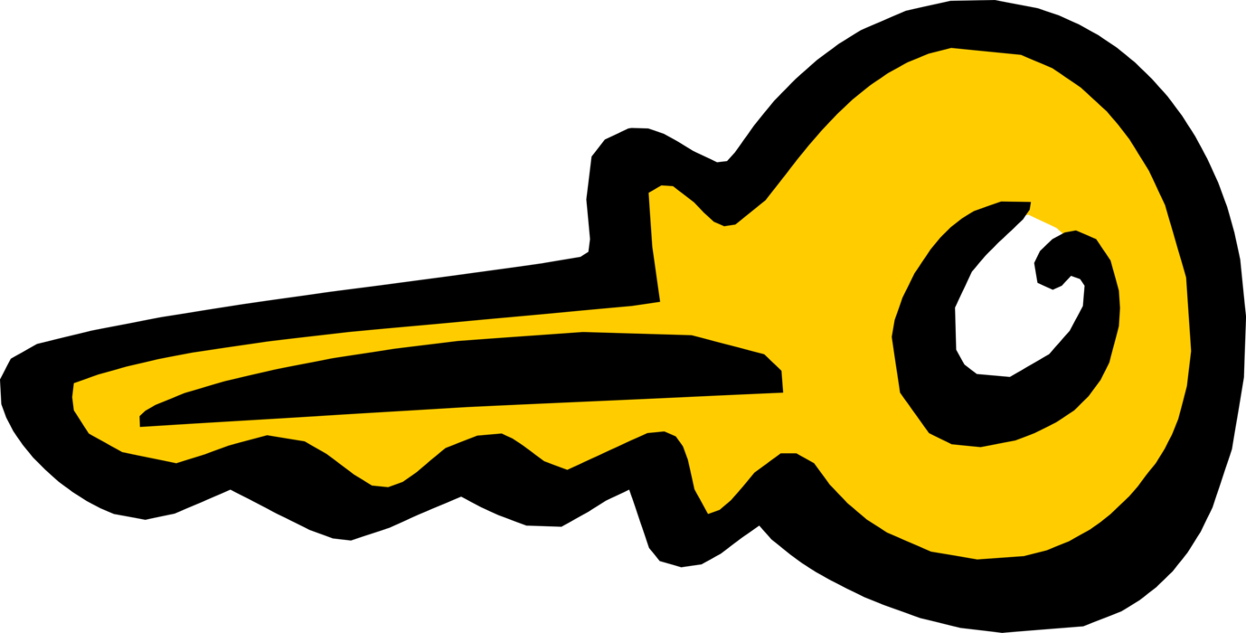 Vector Illustration of Security Key used to Lock or Unlock Padlock Mechanical Security Fastening Device