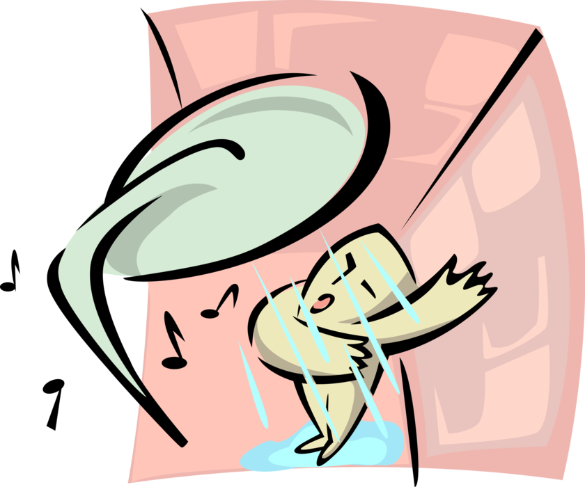 Vector Illustration of Singing in the Shower