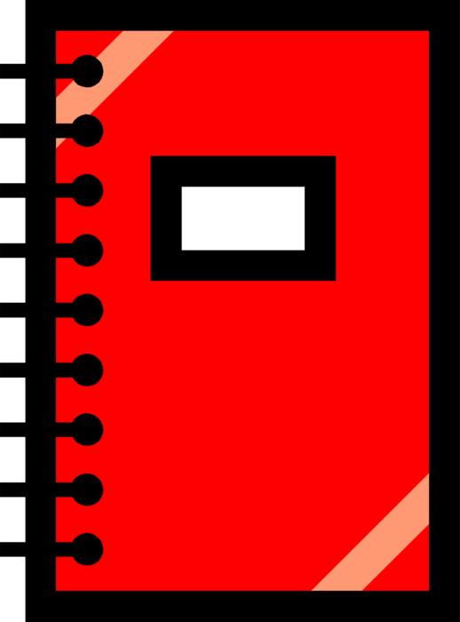 Vector Illustration of Ringed Book Notepad, Notebook or Writing Pad used for Recording Notes or Memoranda