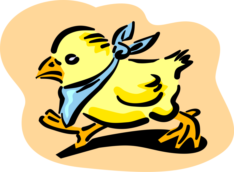 Vector Illustration of Yellow Chick in Child's Bib