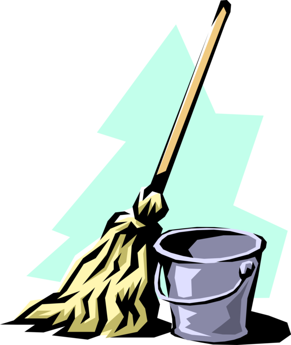 Vector Illustration of Mop and Pail used for Cleaning and Washing Floors