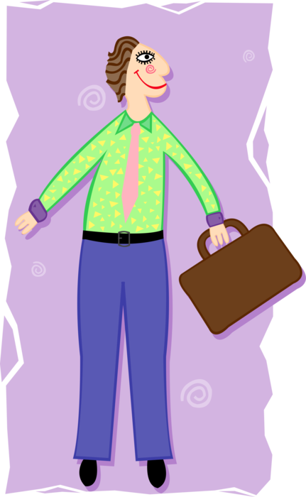 Vector Illustration of Hipster Businessman with Briefcase
