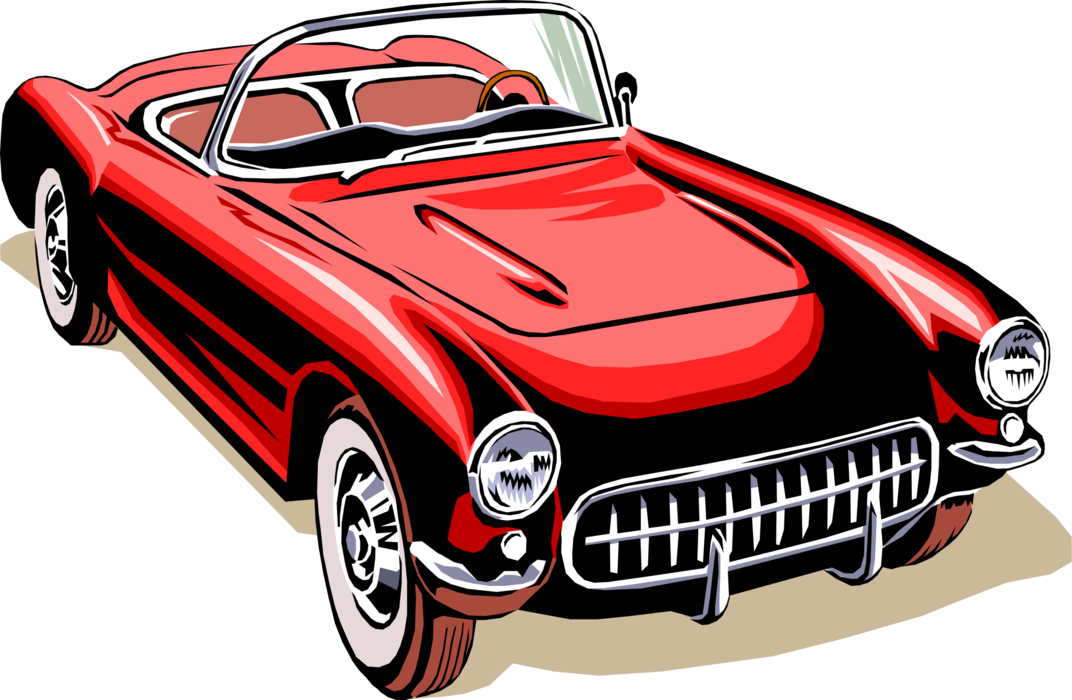 Vector Illustration of Convertible Sports Car Automobile Motor Vehicle