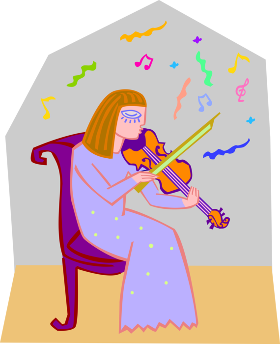 Vector Illustration of Violinist Musician Plays Violin Stringed Musical Instrument