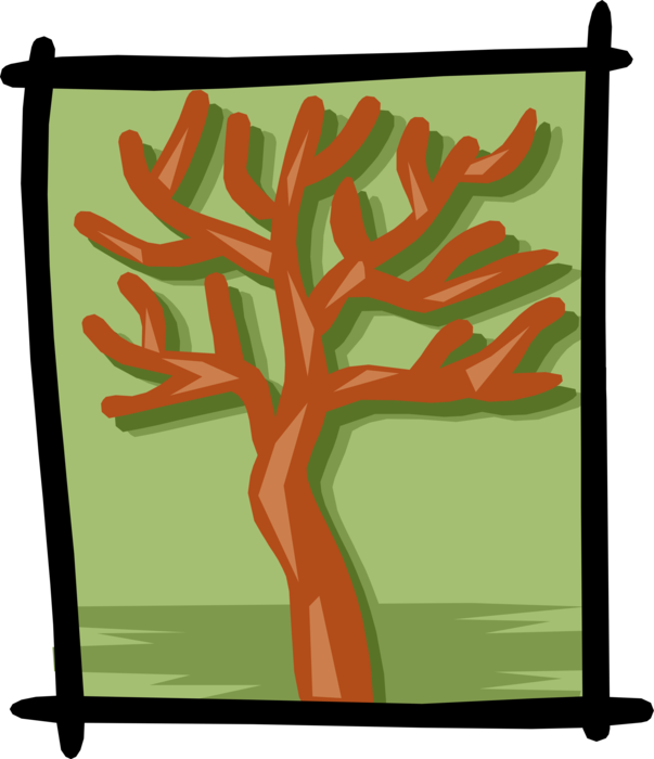 Vector Illustration of Deciduous Forest Tree in Winter