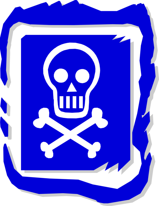 Vector Illustration of Skull and Crossbones Identify Poisonous Substances, Deadly Chemicals