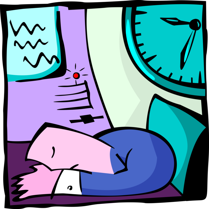 Vector Illustration of Exhausted Businessman At The End of Long Day