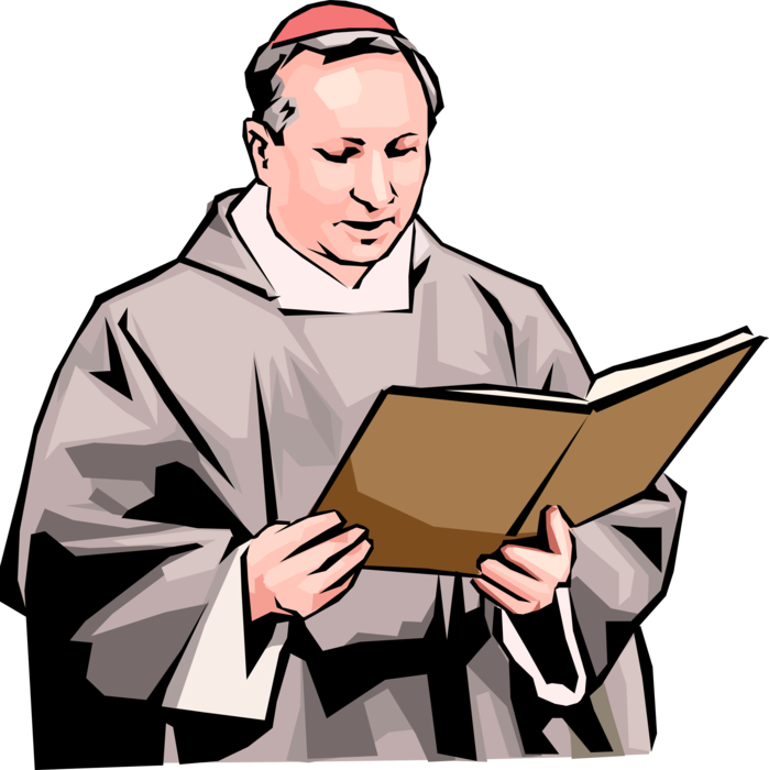 Vector Illustration of Priest Reads Sermon During Religious Ceremony