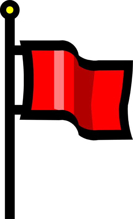 Vector Illustration of Red Flag on Pole